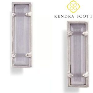 NWOT Kendra Scott Lady Silver Tone Slate Gray Cats Eye Bar Stud Earrings $60